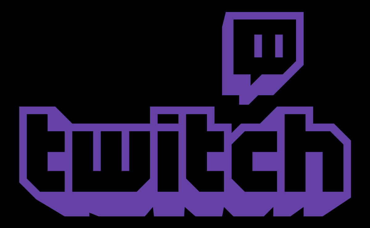 Purple Twitch logo on a black background